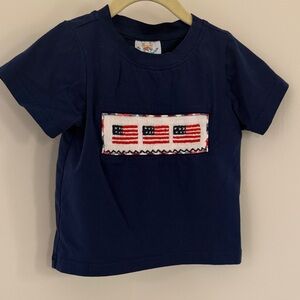 Navy Blue Kids Shirt and Shorts with Flag Design
